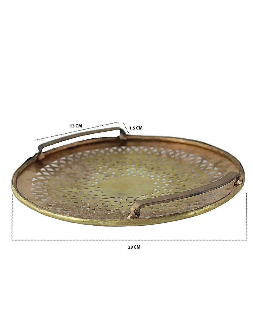 Round wall light in chiseled copper