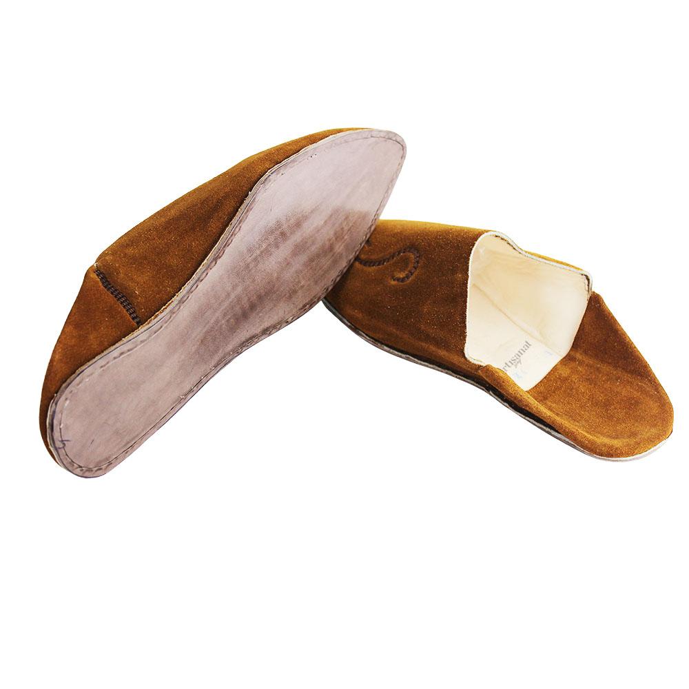 Tobacco Brown Suede Babouche