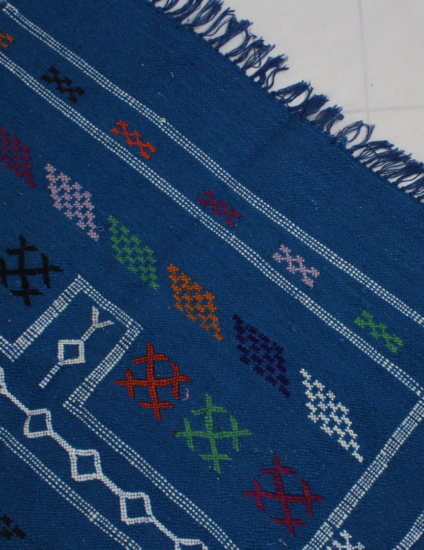 Berber Wool Rug Blue Bejaâd