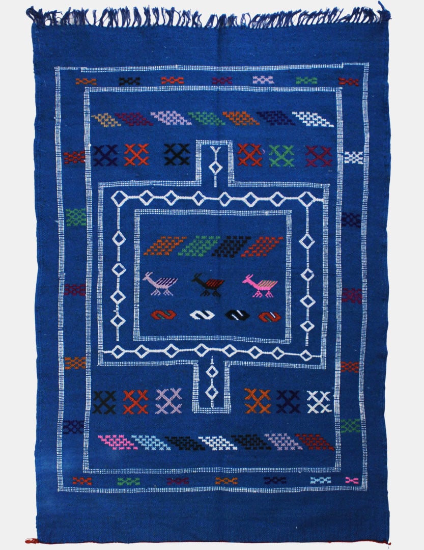 Berber Wool Rug Blue Bejaâd