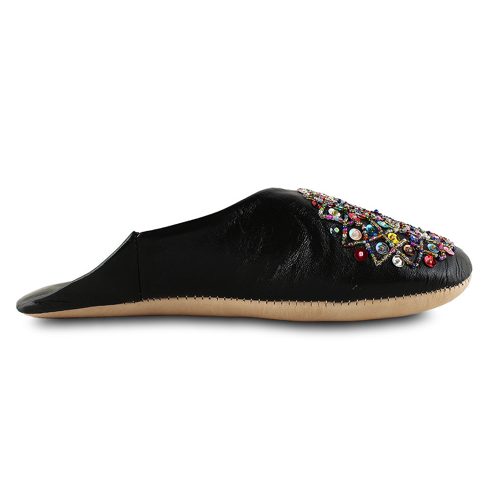 Black sequin slipper babouche