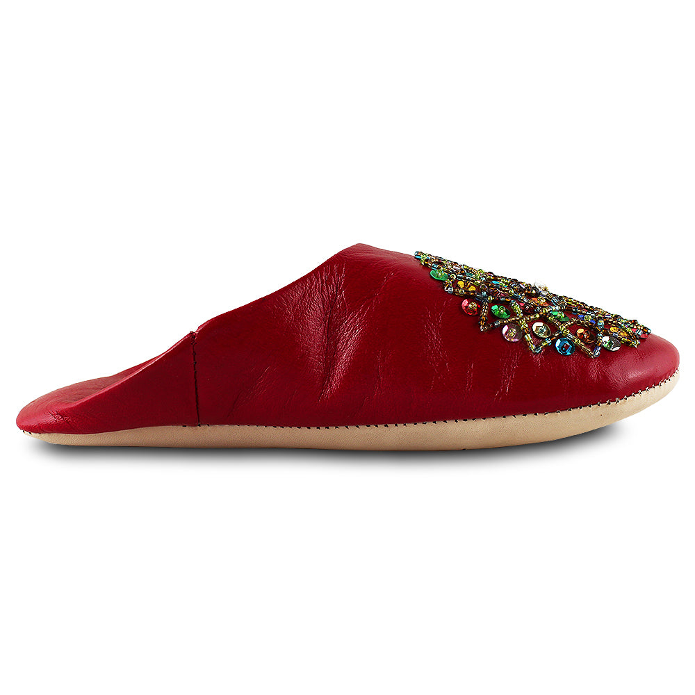 Red sequin slipper babouche