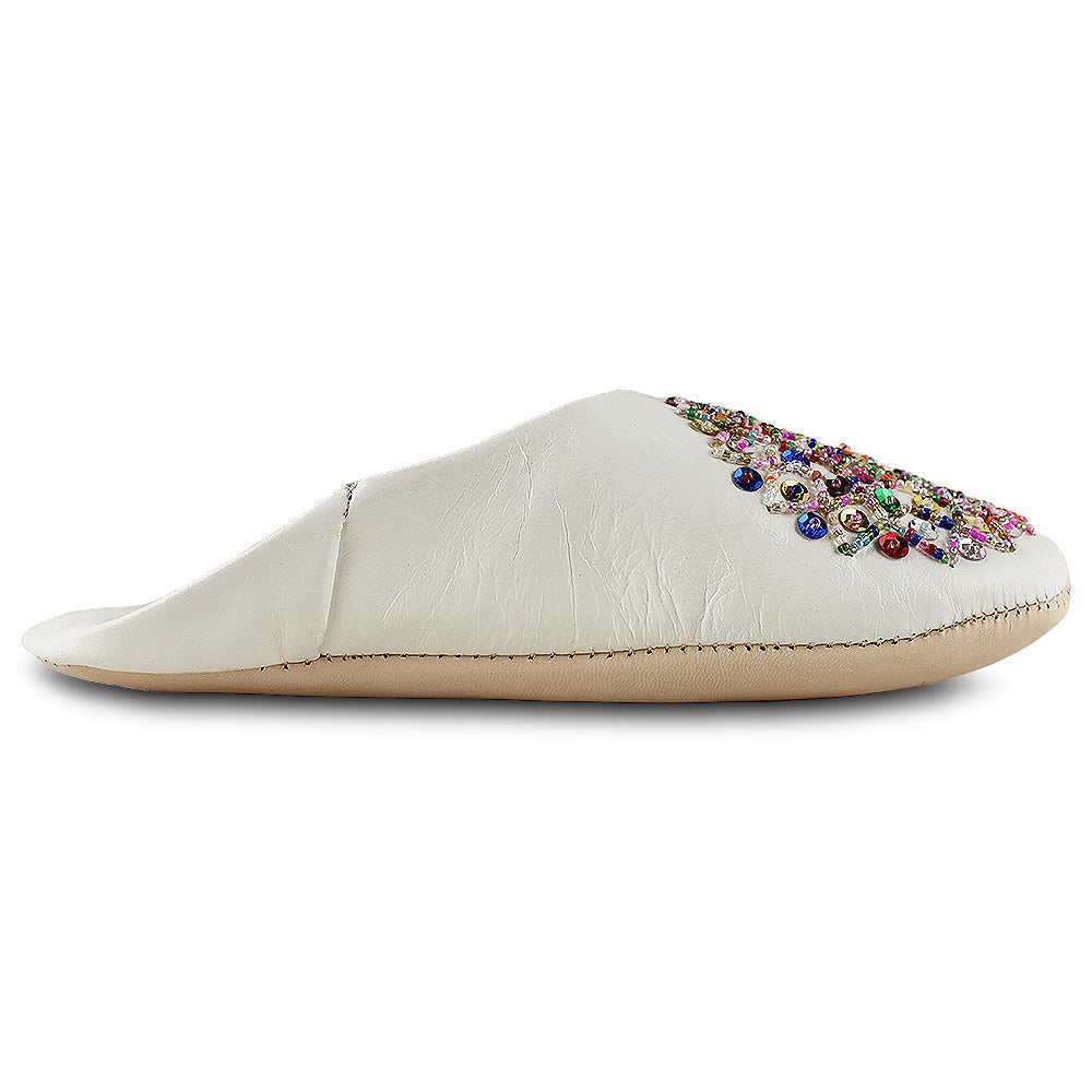White sequin slipper babouche