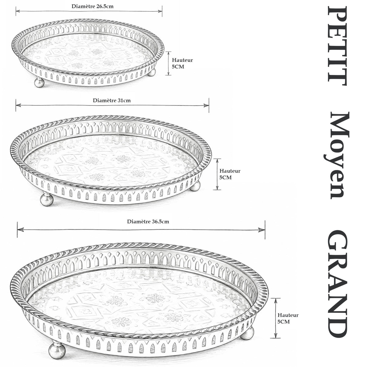 Classic Moroccan Tea Tray Round