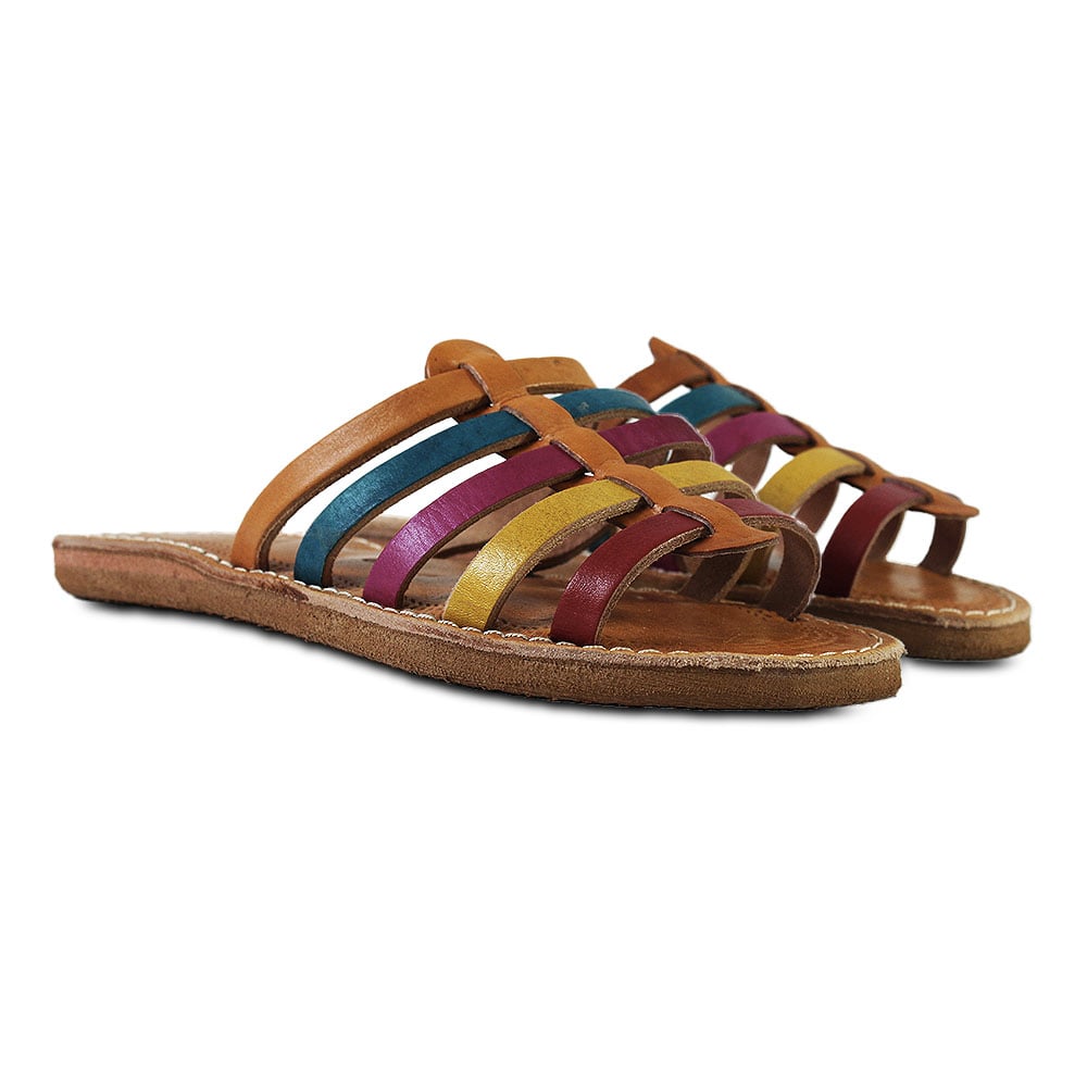 Multicolored leather sandals