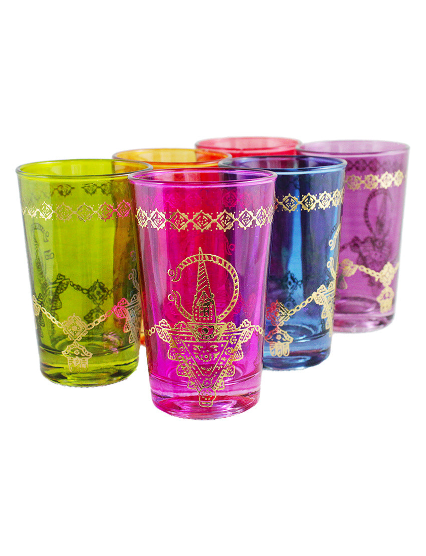 Set of 6 typical Moroccan tea glasses