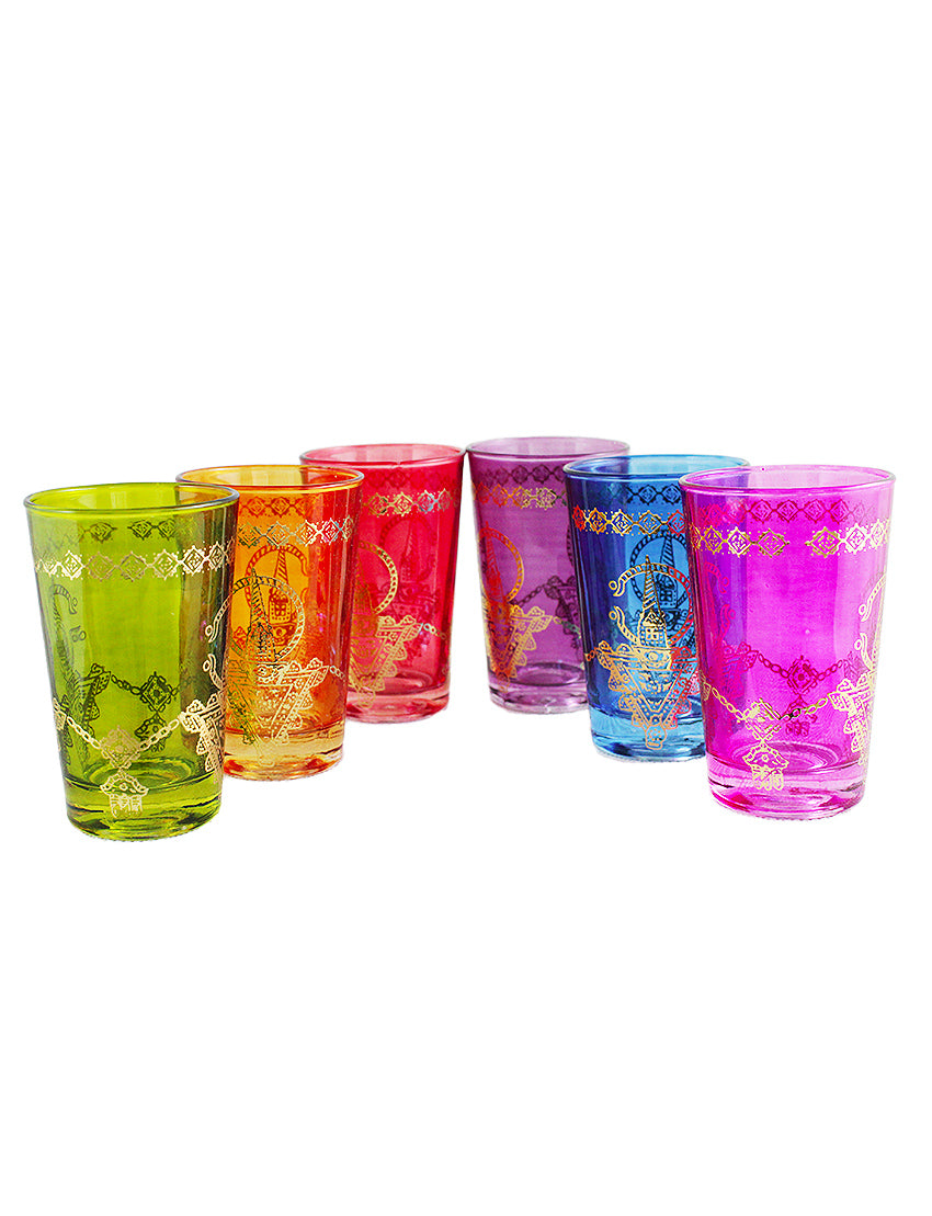 Set of 6 typical Moroccan tea glasses