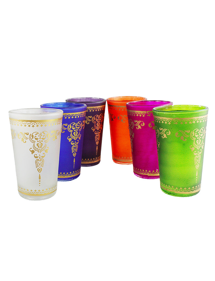 Set of 6 Moroccan tea glasses in matte colors