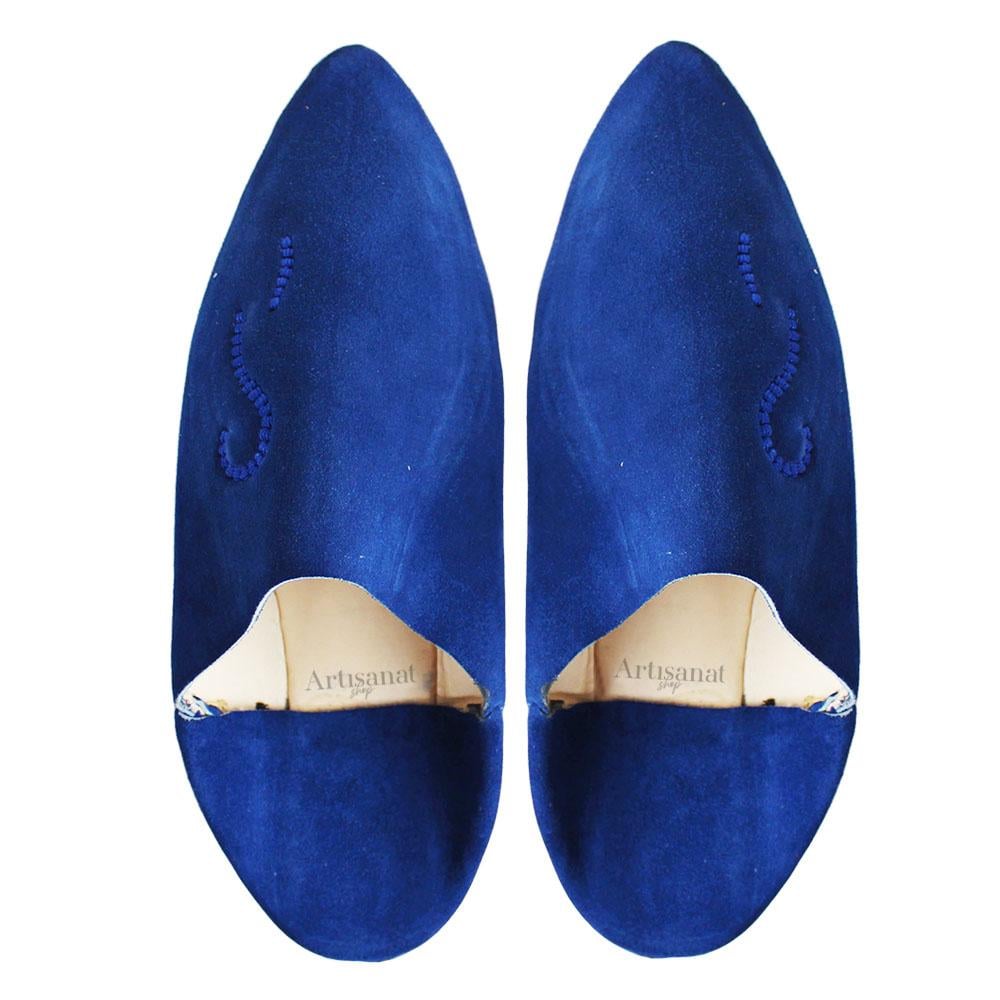 Men's suede slippers in blue