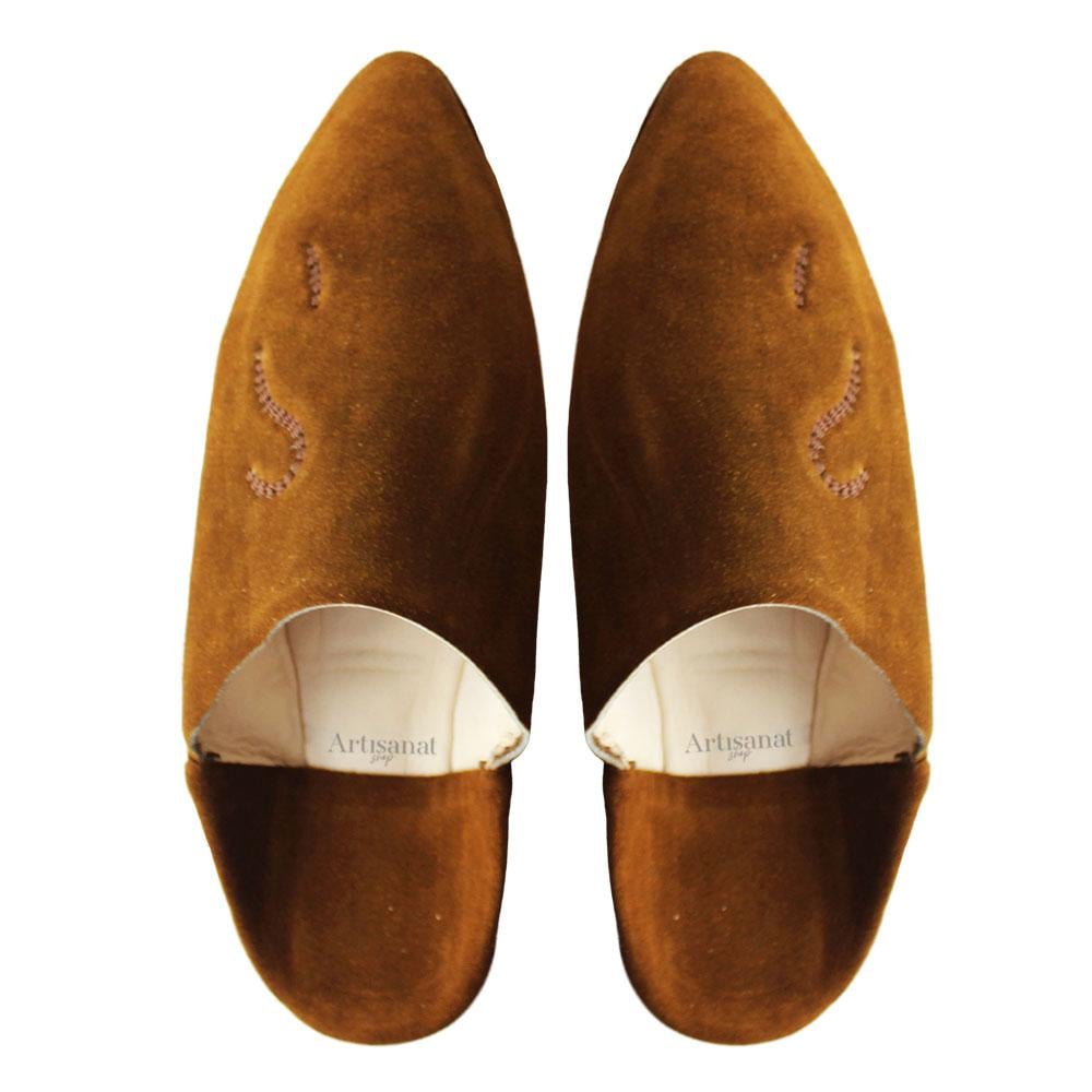 Men's suede slippers in Tobacco Brown