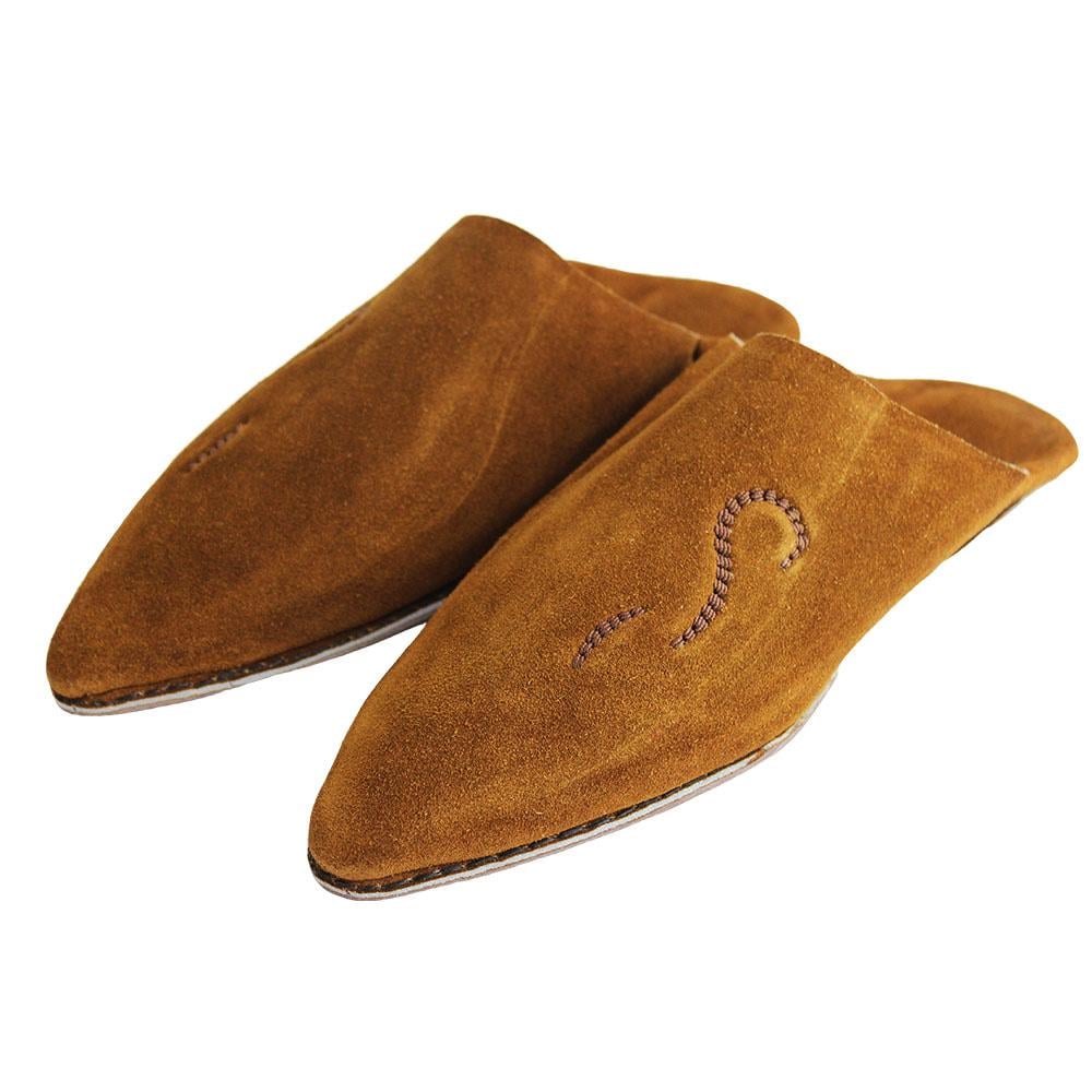 Men's suede slippers in Tobacco Brown