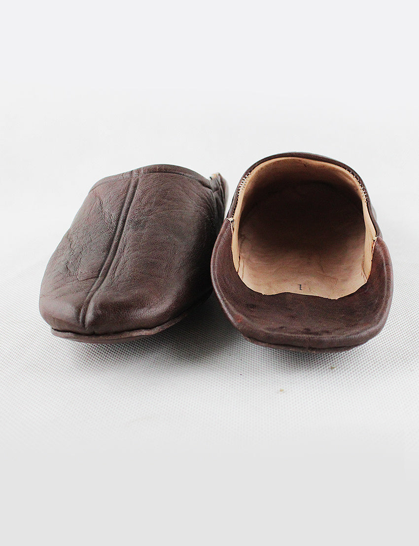 Brown leather house slippers