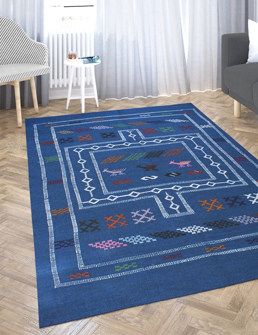 Berber Wool Rug Blue Bejaâd