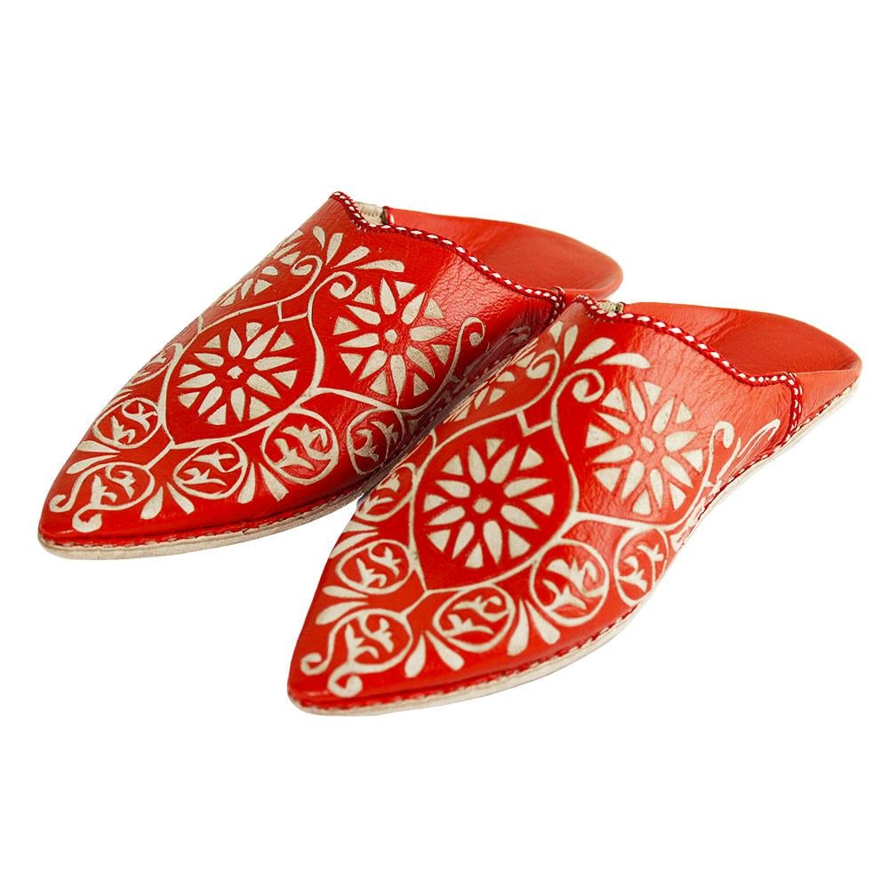 Orange perforated leather babouche