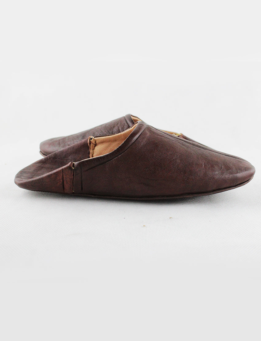 Brown leather house slippers