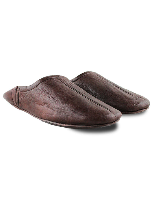 Brown leather house slippers