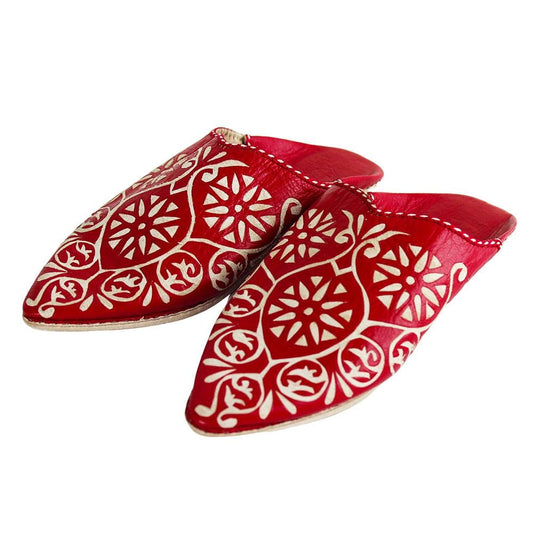 Red perforated leather babouche