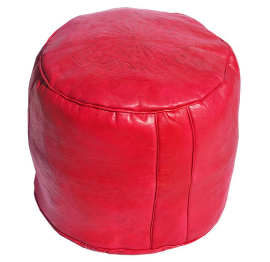 Pouf Fez red leather stool