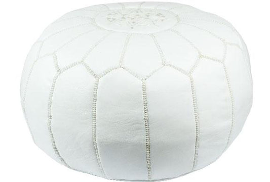 White leather embroidered Marrakech pouf