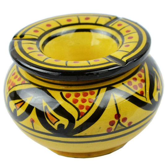 Large yellow pottery ashtray