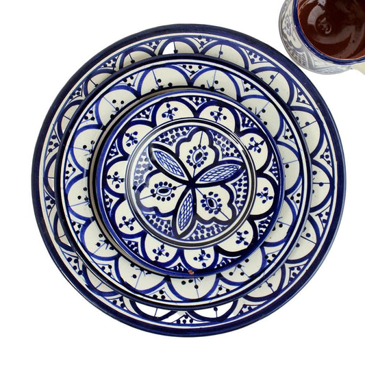 Set of 3 Round Blue Clay Plates