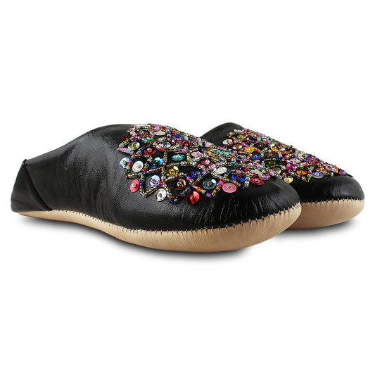 Black sequin slipper babouche