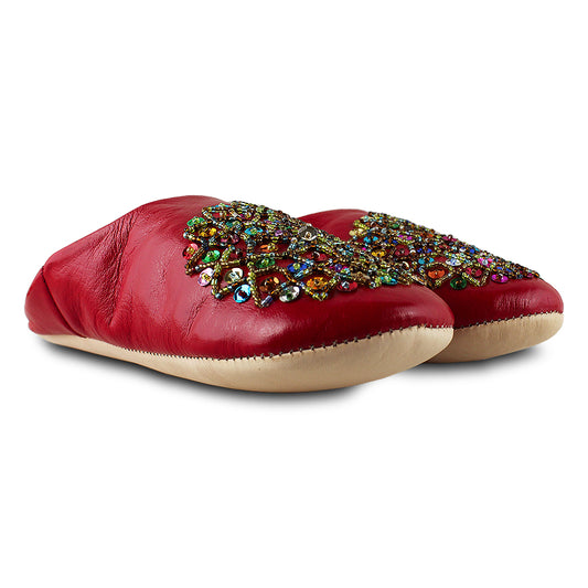 Red sequin slipper babouche