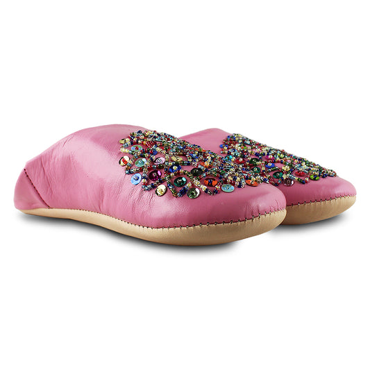 Pink sequin slipper babouche