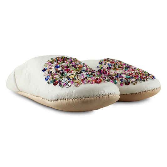 White sequin slipper babouche