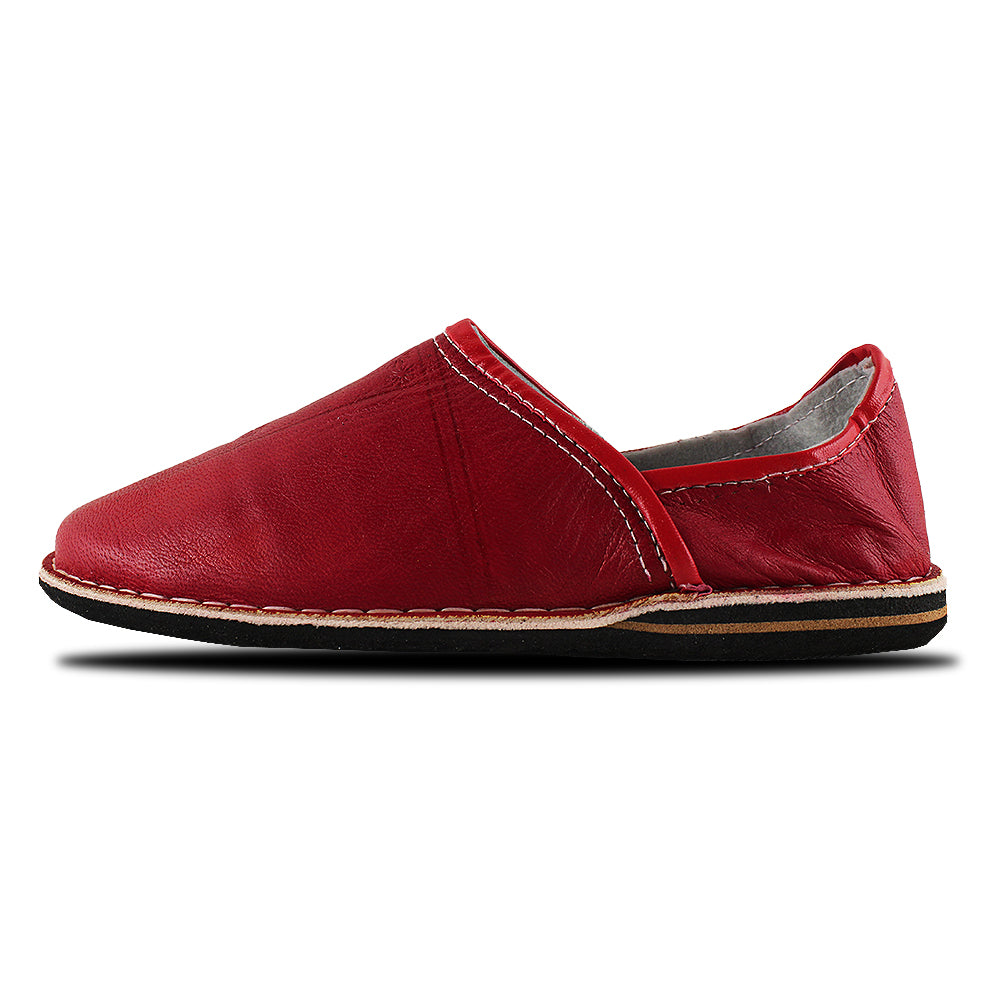 Berber babouche leather mule Red