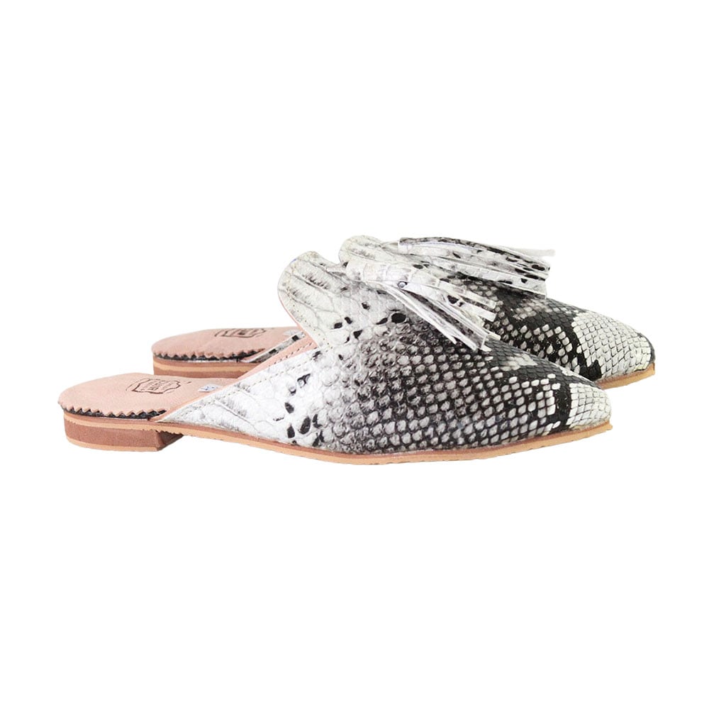 Leila artificial snakeskin babouche