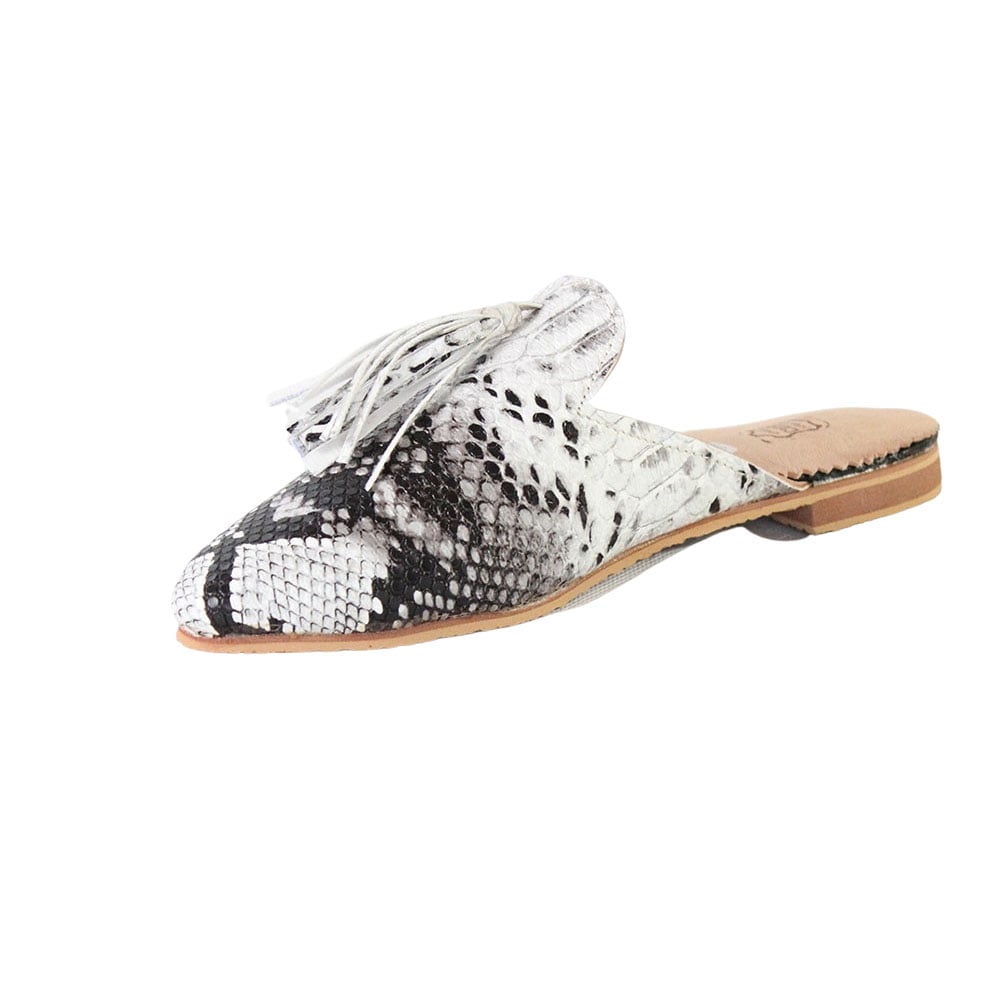 Leila artificial snakeskin babouche