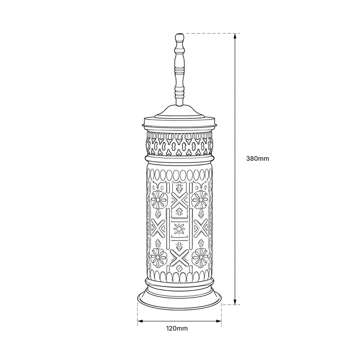 Porte-brosse WC avec couvercle en laiton
