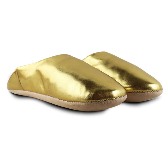 Golden Faux Leather Babouche