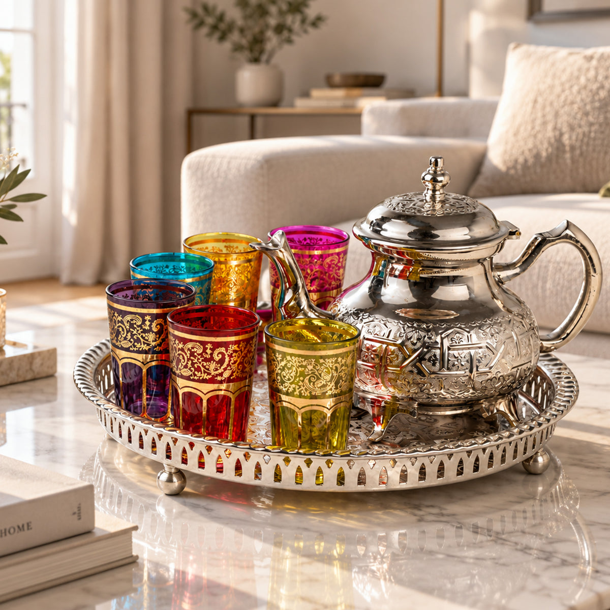 Classic Moroccan Tea Tray Round