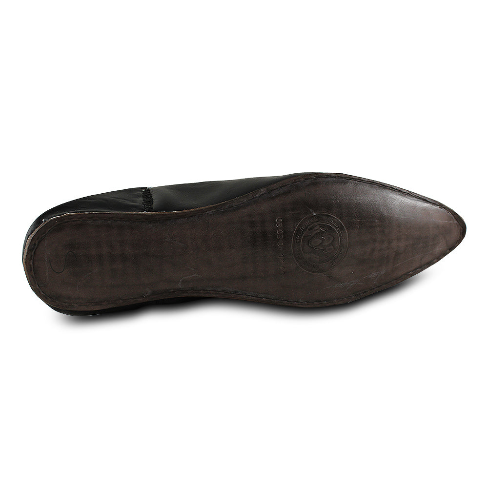 Men's black leather slippers