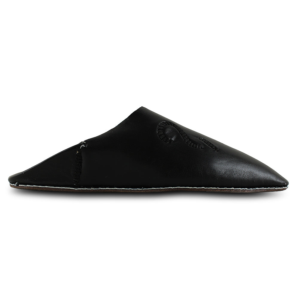 Men's black leather slippers