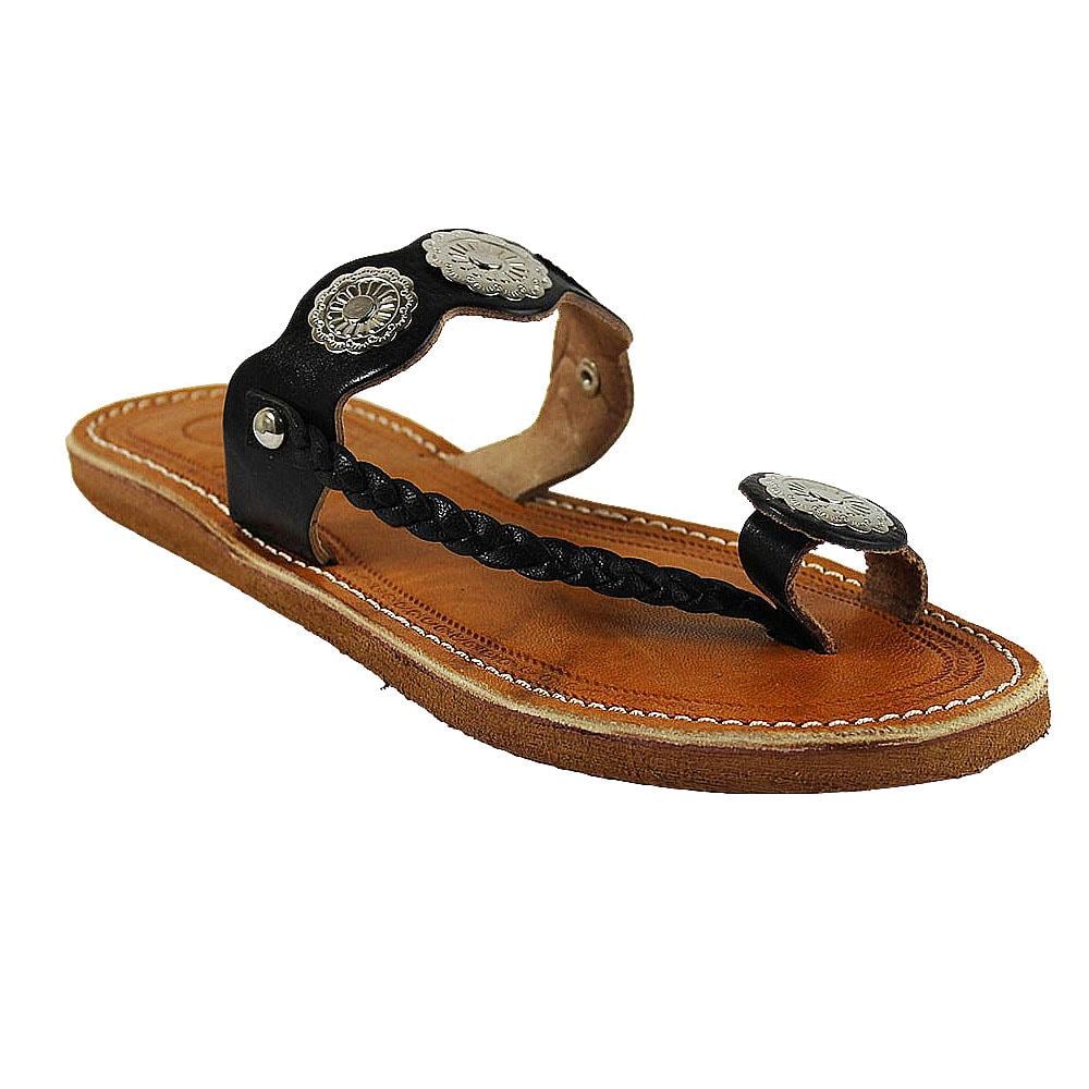 Black leather fancy sandal