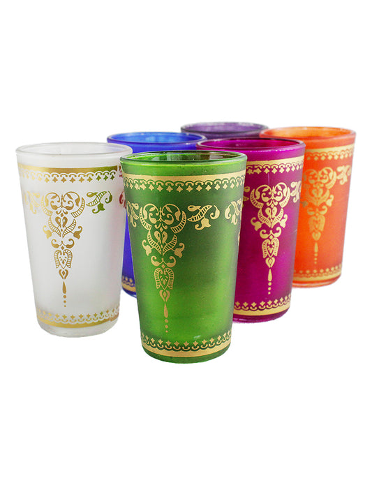 Set of 6 Moroccan tea glasses in matte colors